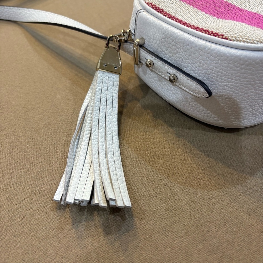 Kate Spade Kourtney Stripe Camera Bag Crossbody Canvas/Pebbled Leather Trim - Picture 3 of 13